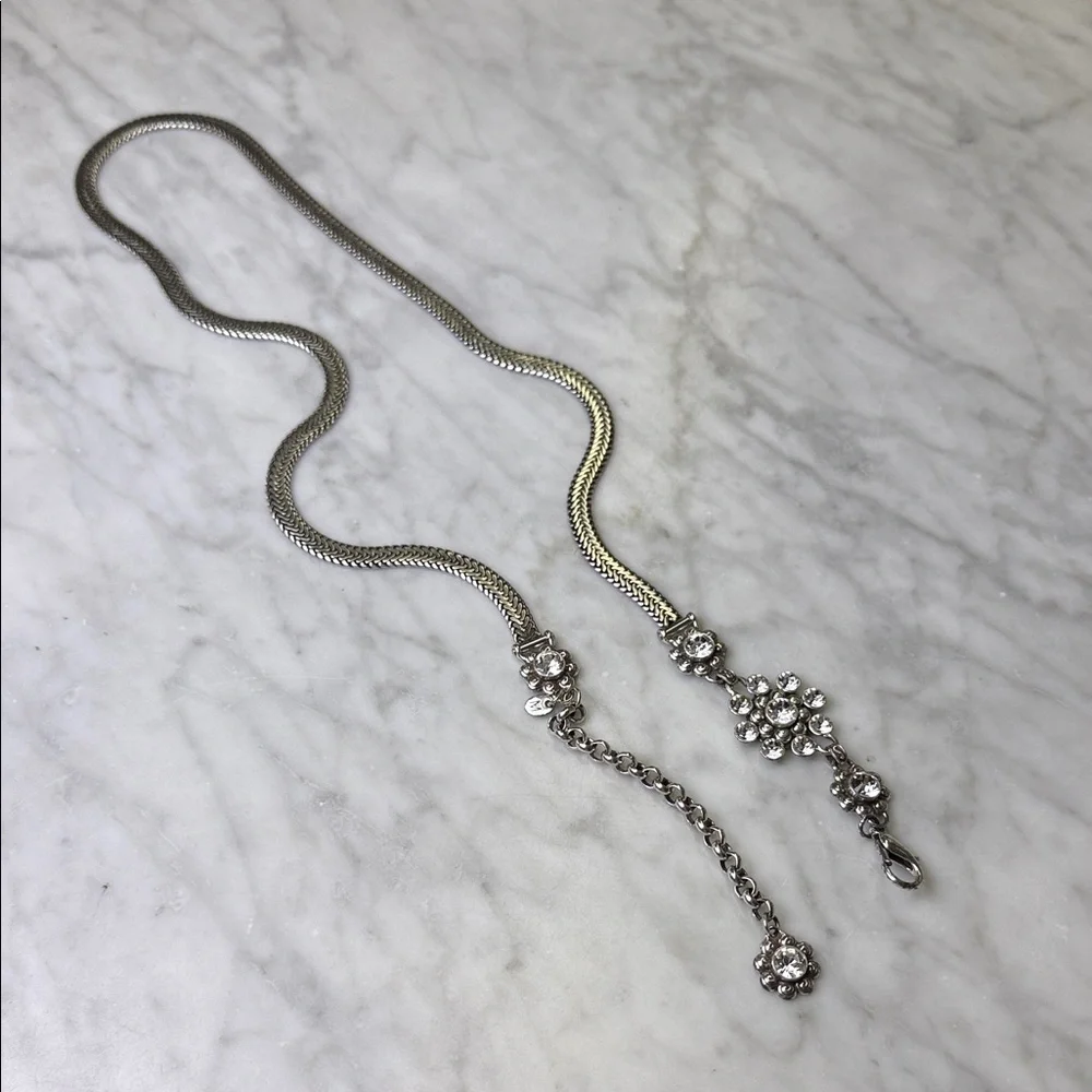 BRIGHTON Silver Toned Rhinestone Embellished Chain Belt Size M